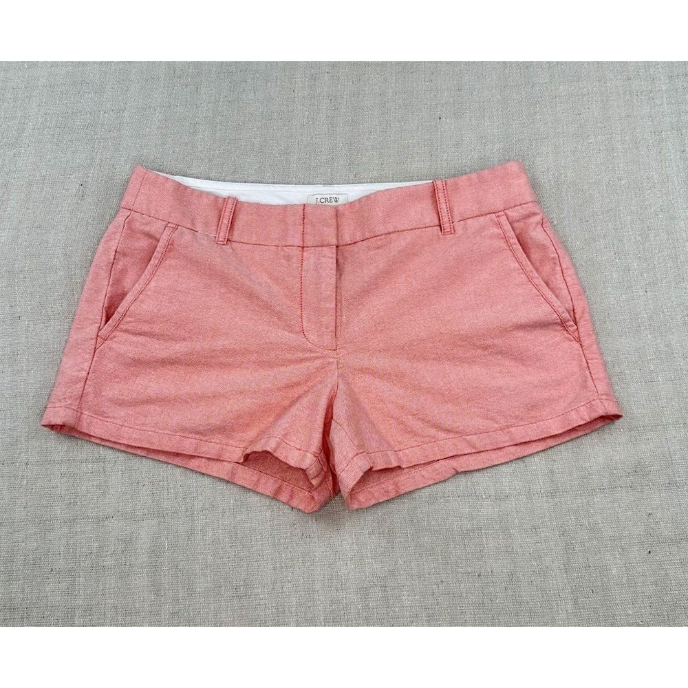 J Crew Pink Coral Size 4 Chino Shorts 3 Inch Inseam Flat Front Mid Rise Cotton